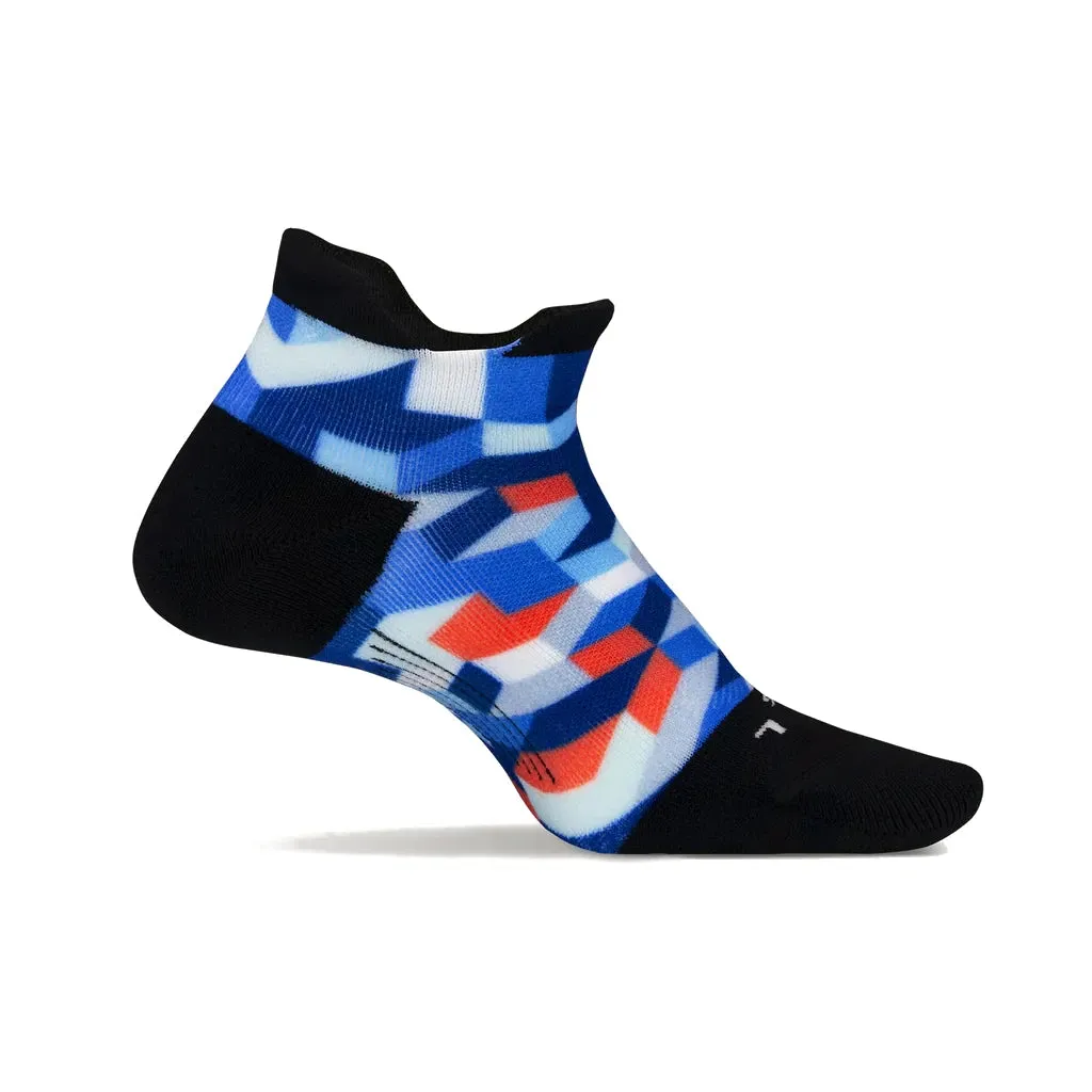 Feetures Elite Light Cushion No Show Tab - Limited Edition - Blue Geo Print