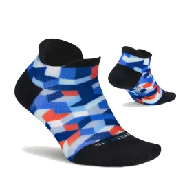 Feetures Elite Light Cushion No Show Tab - Limited Edition - Blue Geo Print