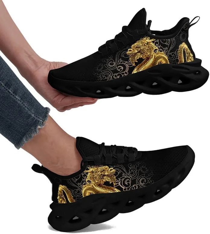 Mens Dragon Running Shoes Breathable Cushion Non Slip Outdoor Sports Walking Sneaker Tennis Jogging Training Tennis Shoes
