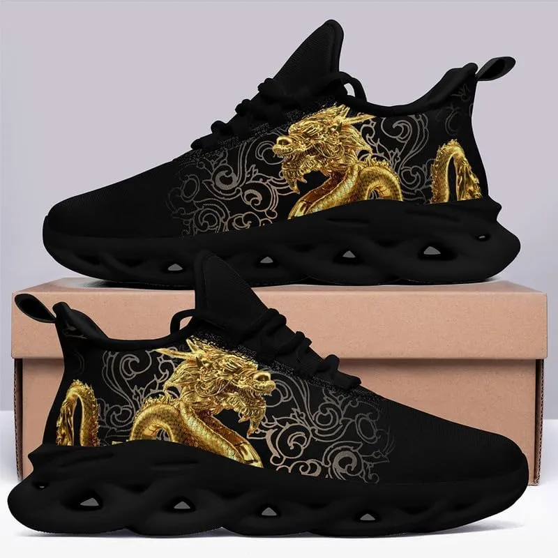 Mens Dragon Running Shoes Breathable Cushion Non Slip Outdoor Sports Walking Sneaker Tennis Jogging Training Tennis Shoes