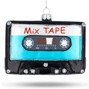 Retro Cassette Tape Glass Christmas Ornament