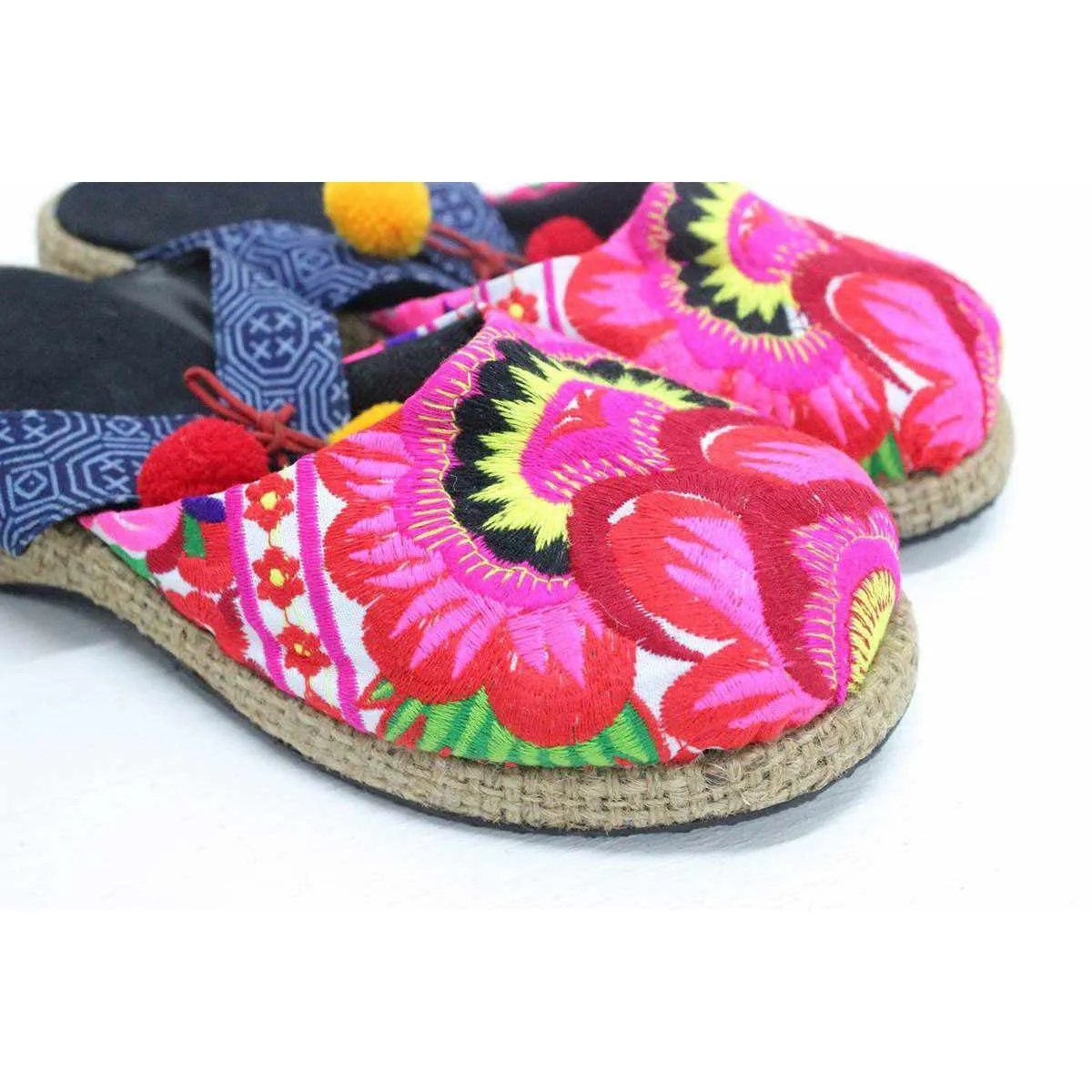 Vintage Hmong Textile Upcycled Batik Slip On Clogs Shoes - Thailand