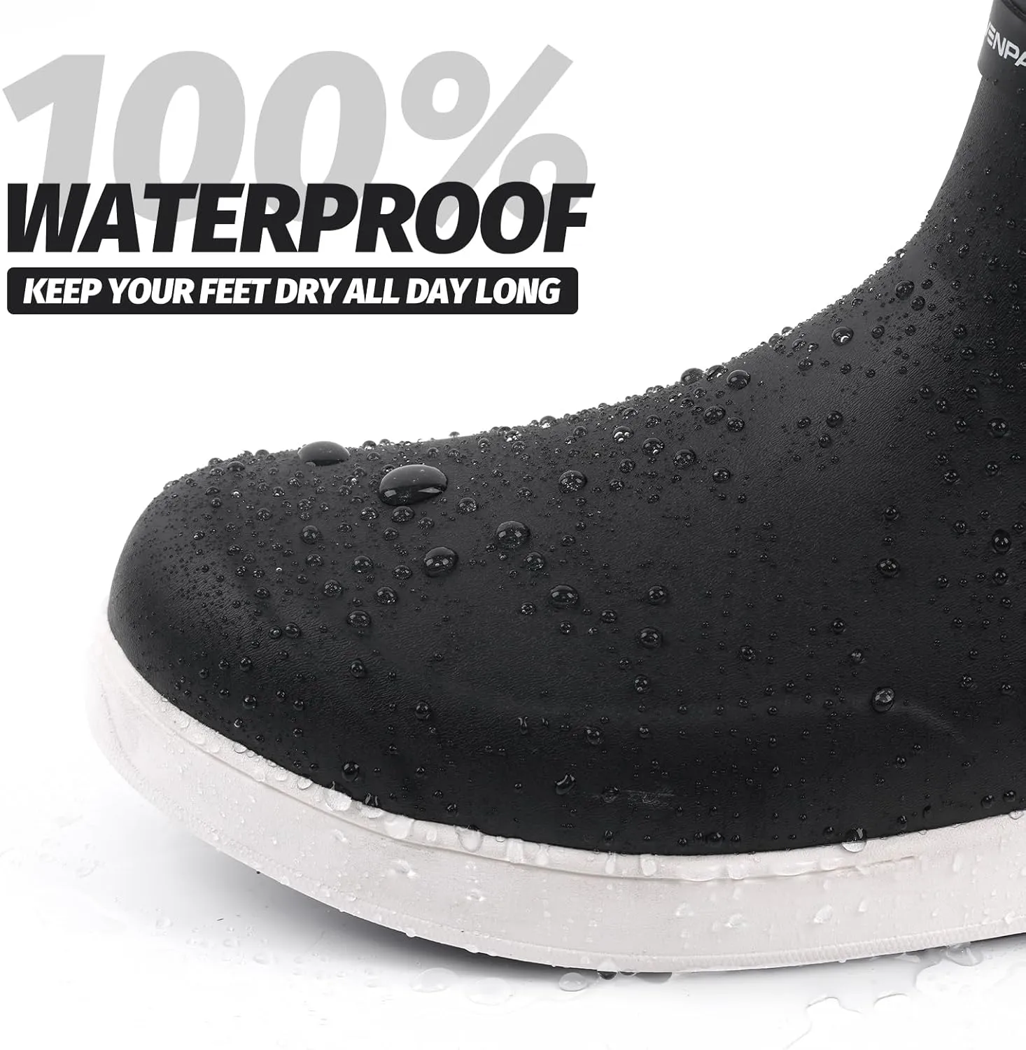WOVENPAK Deck Boots for Men, Rain Boots Men, Waterproof Fishing Boots, Mens Deck Boots, Anti-slip Rubber Work Ankle Rain Boots Shoes for Outdoor Fishing, Boating, Size 6-13