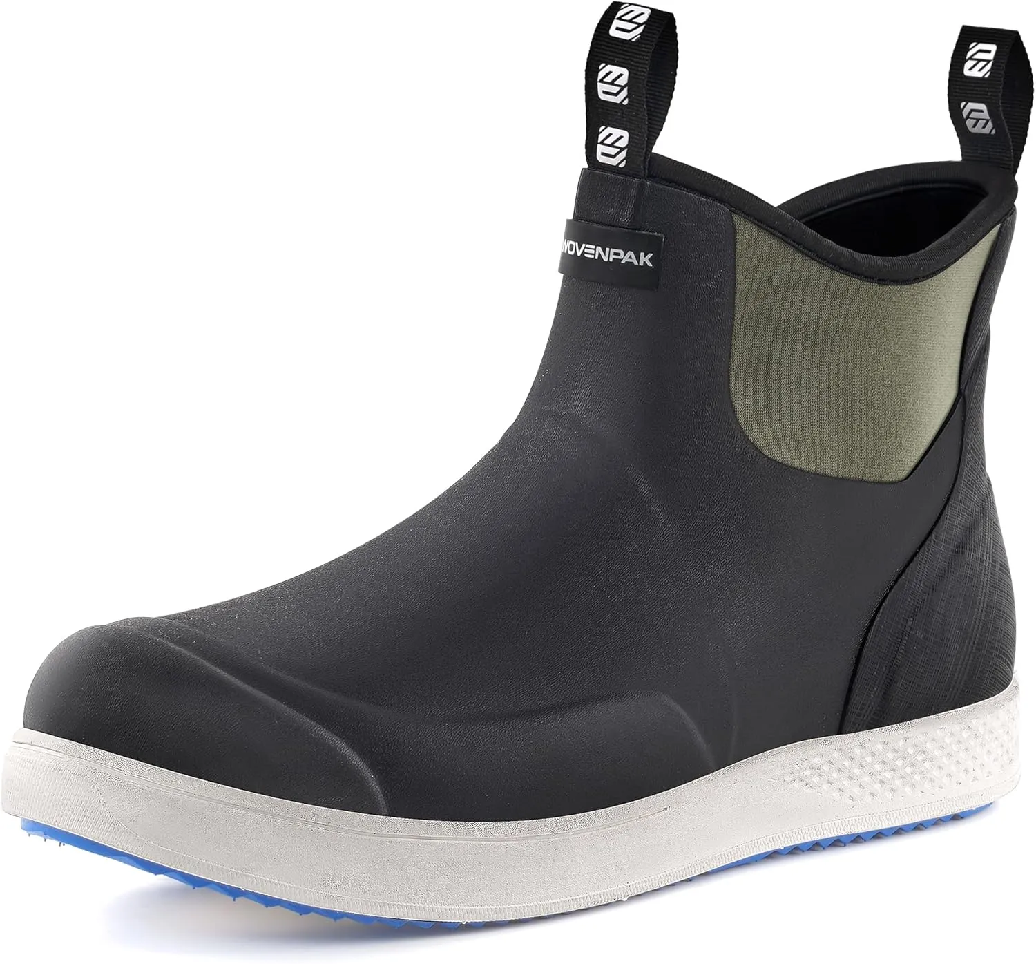 WOVENPAK Deck Boots for Men, Rain Boots Men, Waterproof Fishing Boots, Mens Deck Boots, Anti-slip Rubber Work Ankle Rain Boots Shoes for Outdoor Fishing, Boating, Size 6-13