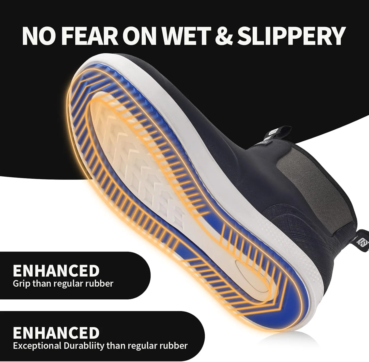 WOVENPAK Deck Boots for Men, Rain Boots Men, Waterproof Fishing Boots, Mens Deck Boots, Anti-slip Rubber Work Ankle Rain Boots Shoes for Outdoor Fishing, Boating, Size 6-13